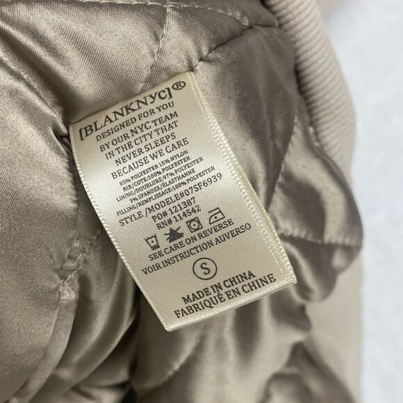 Blanknyc Heaven Sent Bomber Jacket Womens Small Beige Full Zip Pockets - Picture 9 of 10